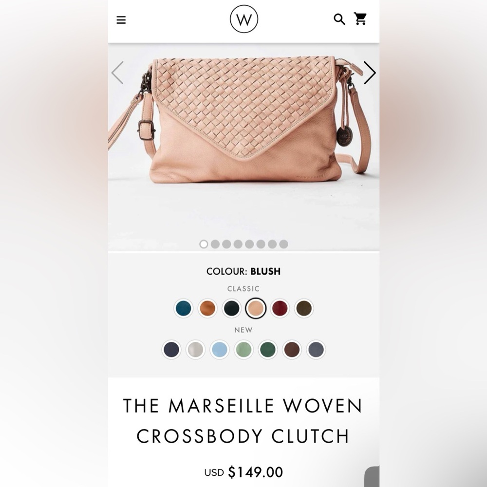 Wanderers Travel Co Marseilles Woven Crossbody Clutch in color Blush